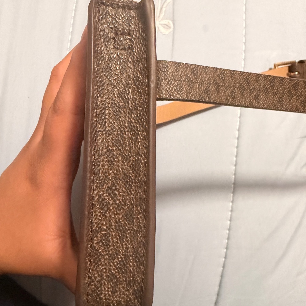 Brown Michael Kors Monogram Crossbody Bag with Gold Chain - Picture 4 of 8
